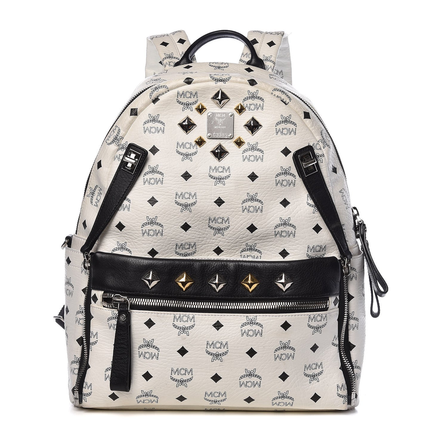 Visetos Studded Medium Dual Stark Backpack White