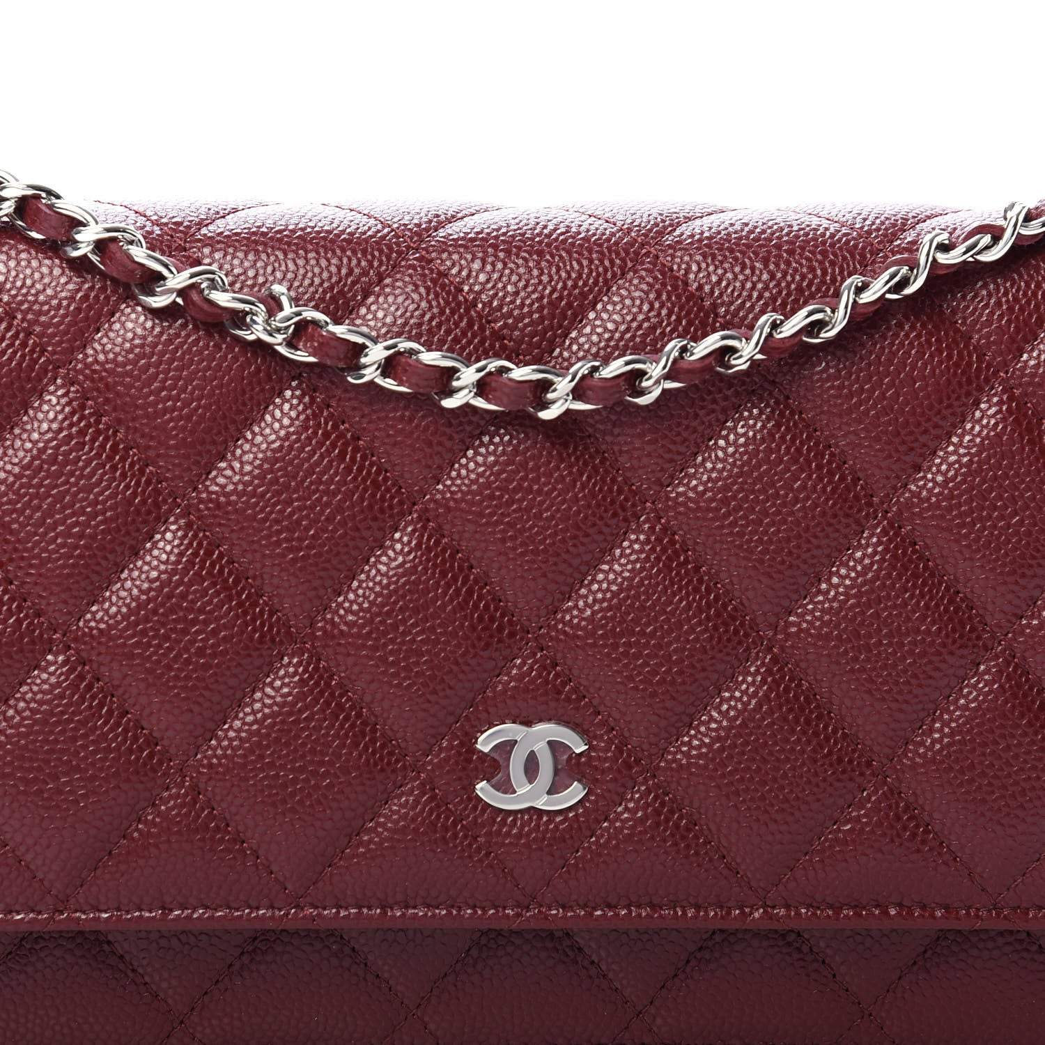 Chanel Caviar Quilted Wallet On Chain WOC Dark Red 11 of 12