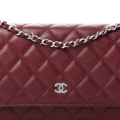 Chanel Caviar Quilted Wallet On Chain WOC Dark Red 11 of 12