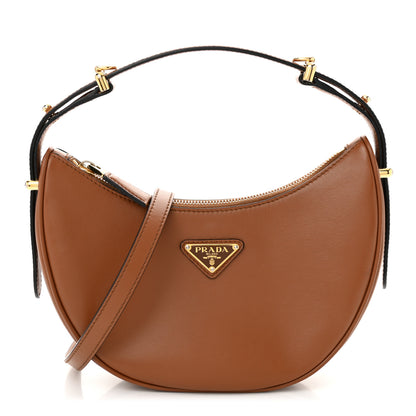 Prada Soft Calfskin Arque Shoulder Bag Cognac 1 of 11