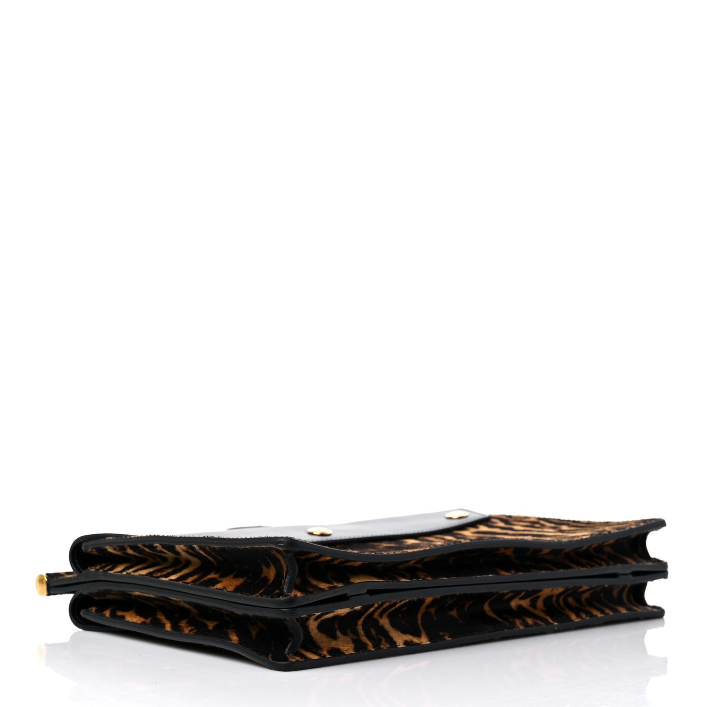 Calf Hair Leopard Print Small Title Bag with Pocket Black