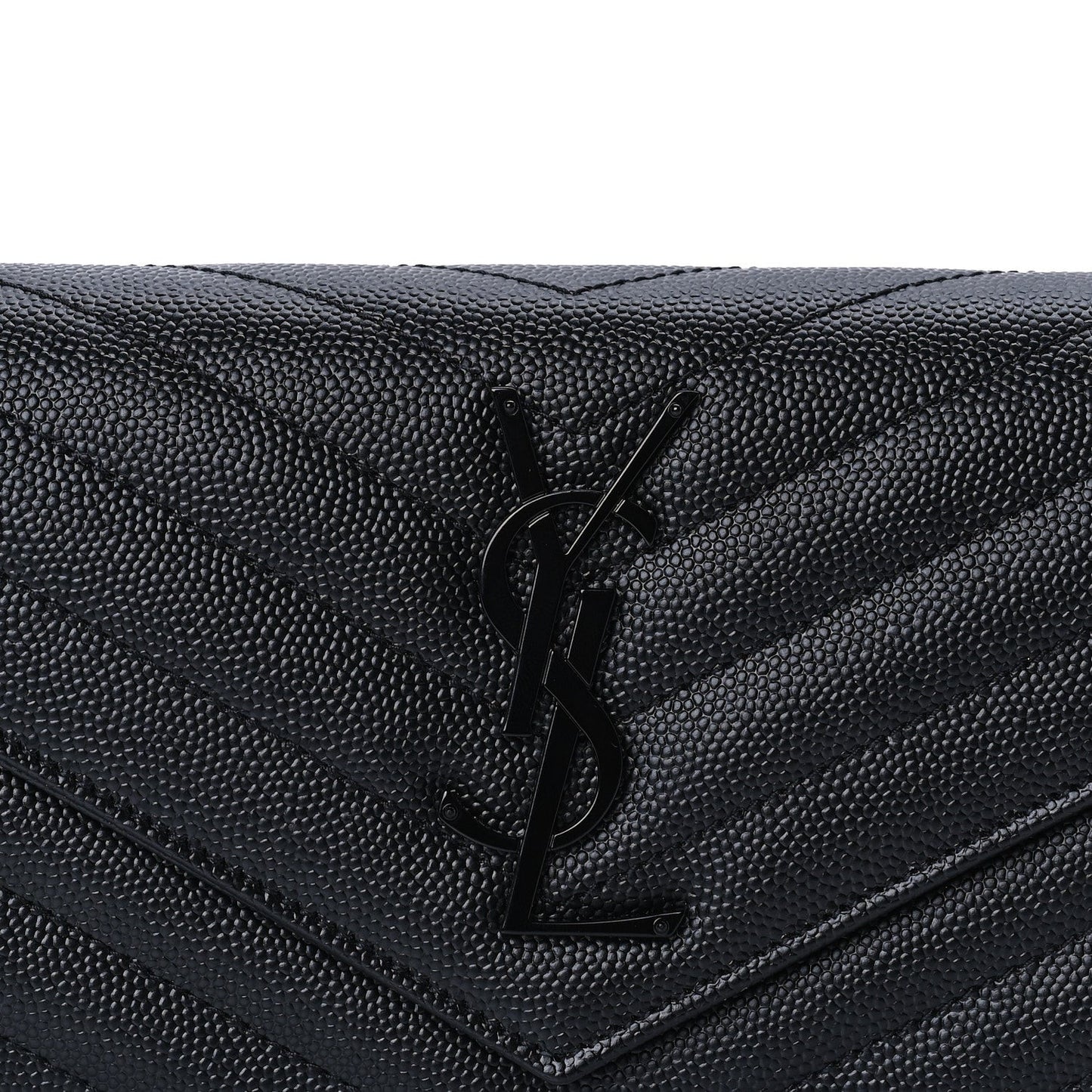 Grain De Poudre Matelasse Chevron Monogram Flap Wallet Black