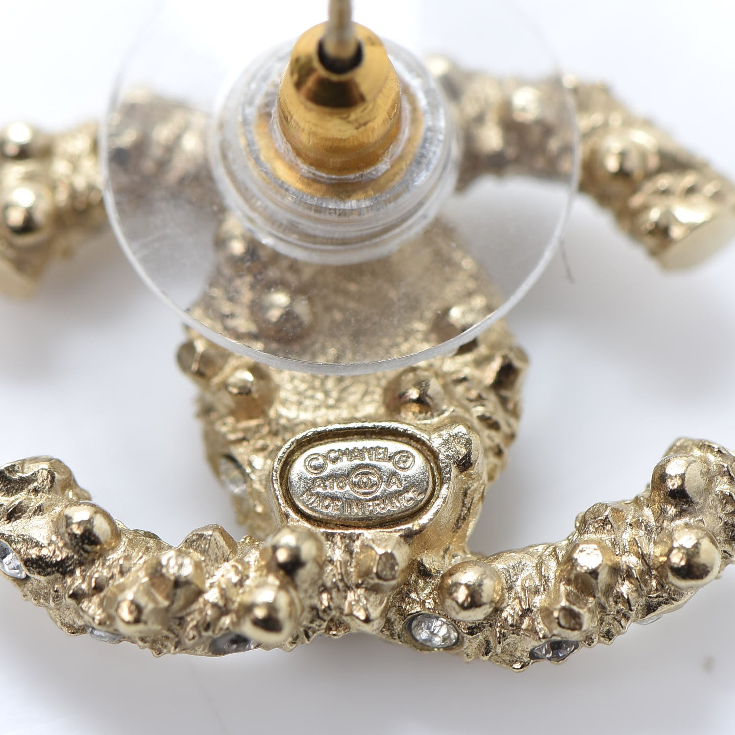 Chanel Crystal CC Earrings Light Gold 4 of 5