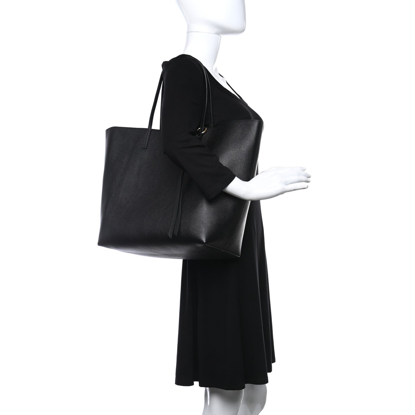 Grained Calfskin Skull Open Shopper Tote Black
