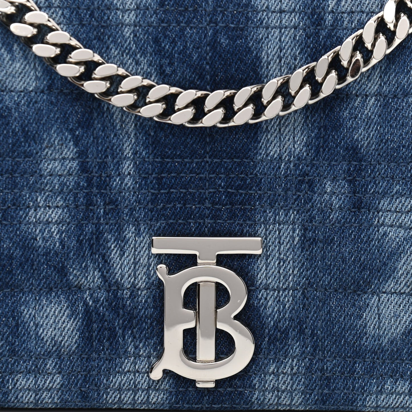 Denim Quilted Small Lola Bag Blue