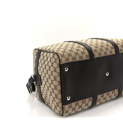 Gucci Monogram Dollar Calfskin Boston Duffle Bag Beige Ebony Testa di Moro Marrone Scuro 9 of 10