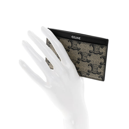 Celine Triomphe Canvas Card Holder Beige Black 2 of 9