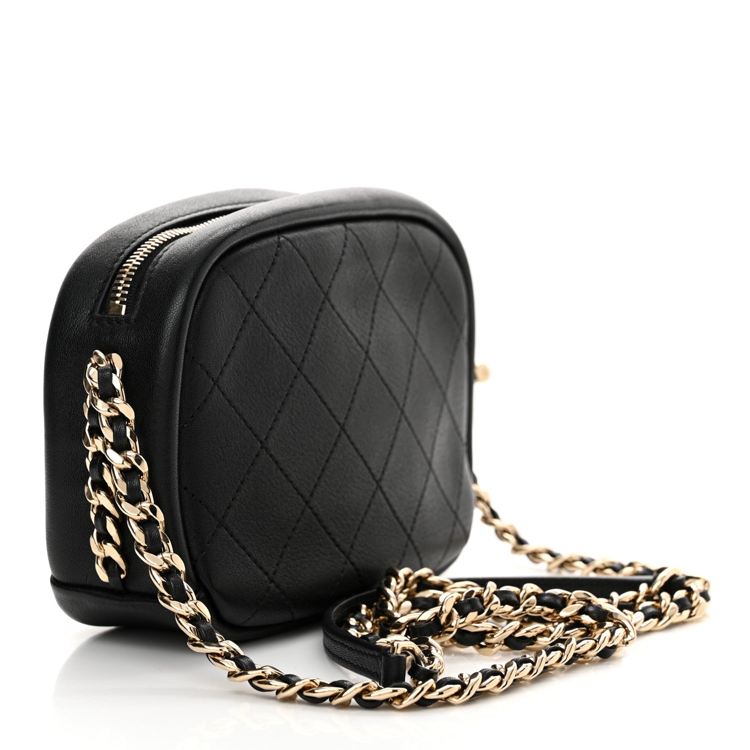 Chanel Goatskin Quilted Small Casual Trip Camera Case Black 3 of 10