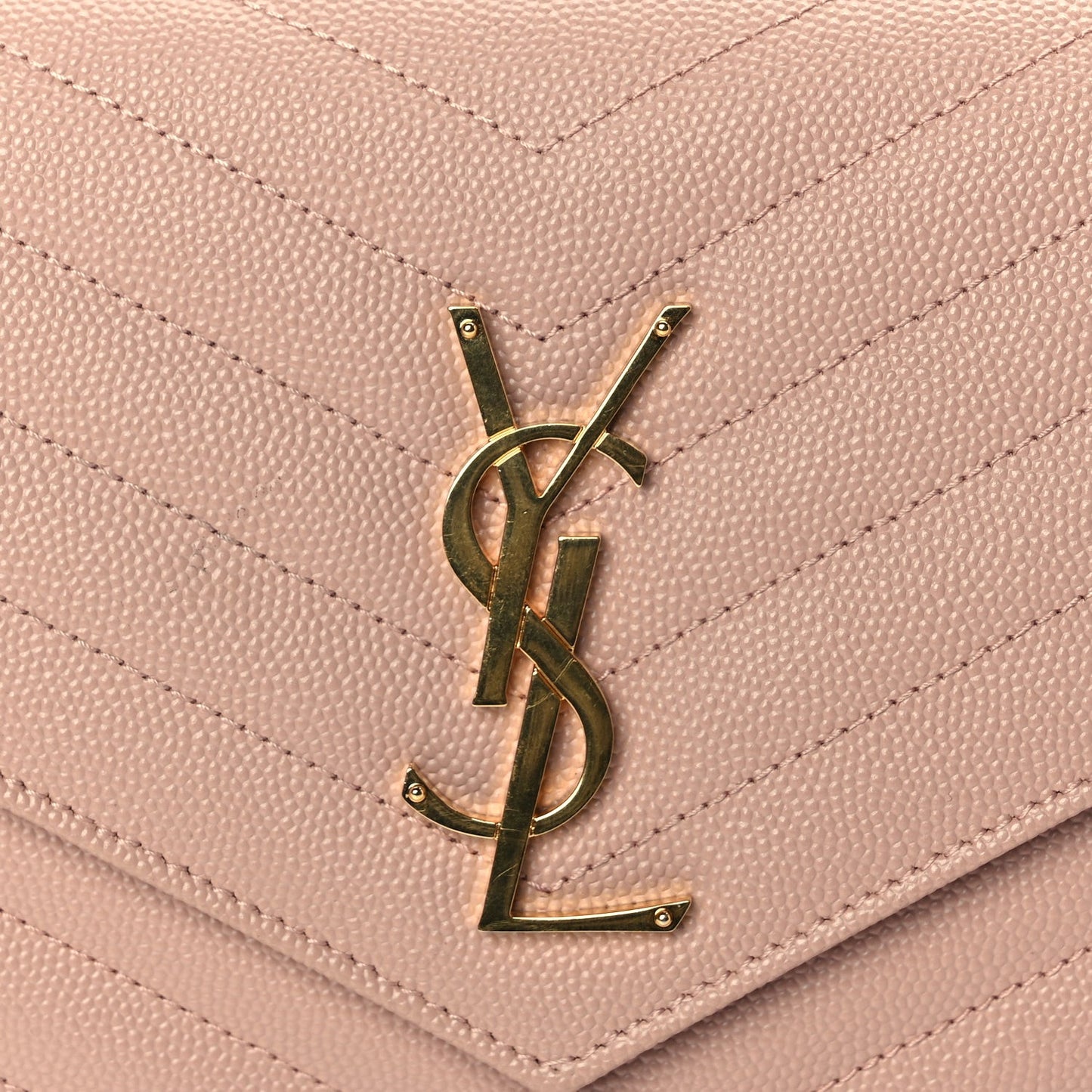 Grain De Poudre Matelasse Chevron Monogram Chain Wallet Pale Blush