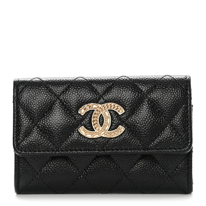 Chanel Caviar Quilted Chain CC Flap Card Holder Black 1 of 9