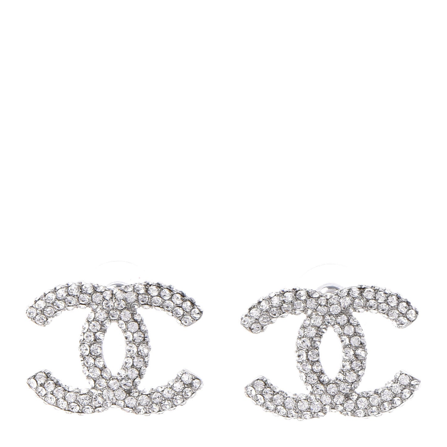 Crystal Large CC Earrings Silver