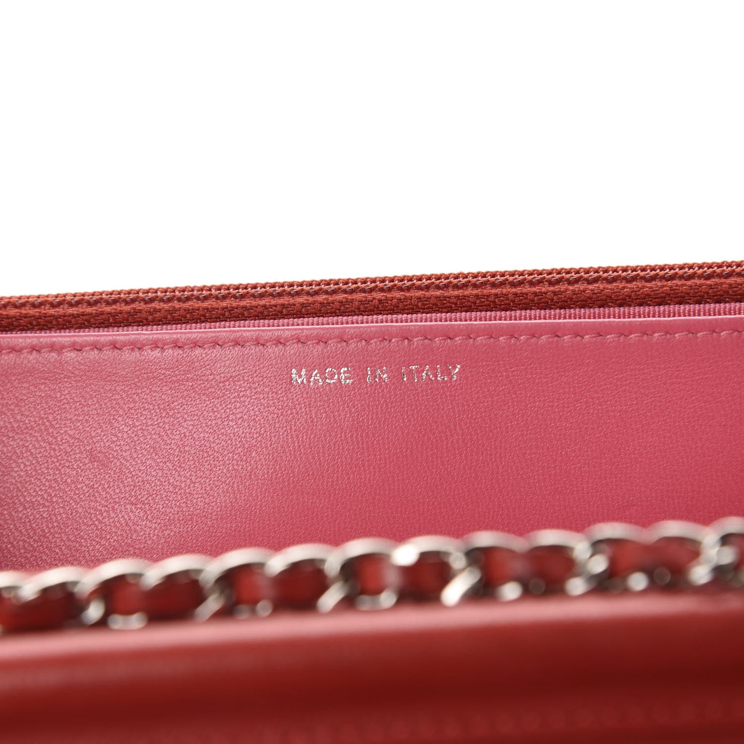Lambskin Quilted Wallet On Chain WOC Red Pink