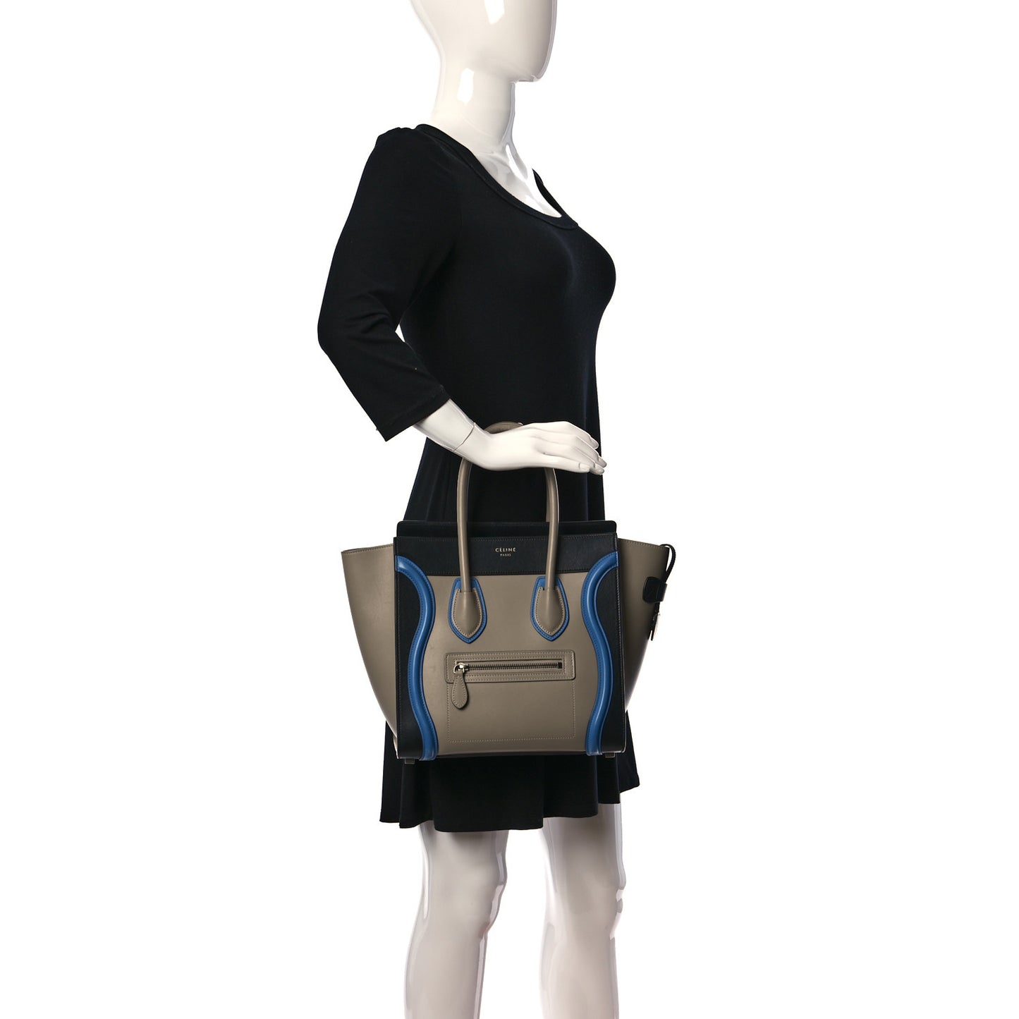 Shiny Smooth Calfskin Micro Tri-Color Luggage Quartz