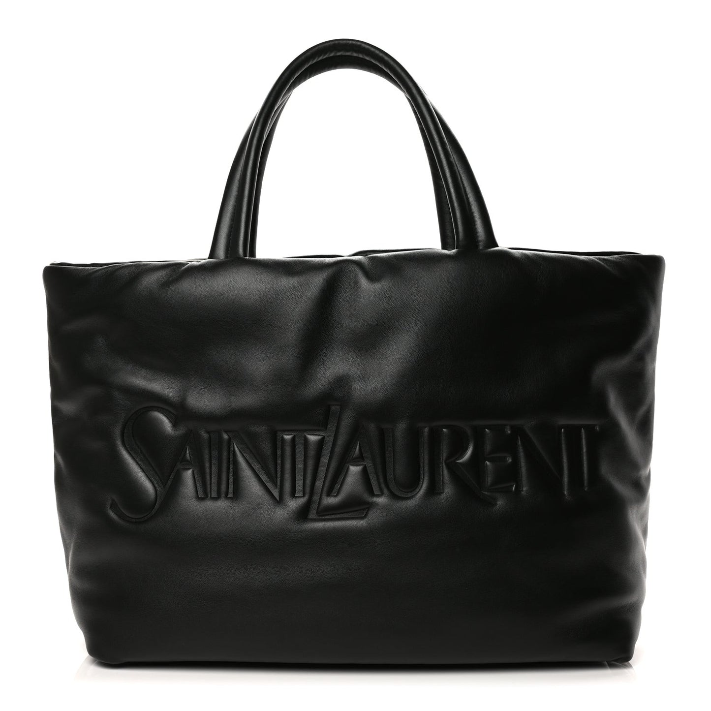 Lambskin Wide Puffer Tote Black Black