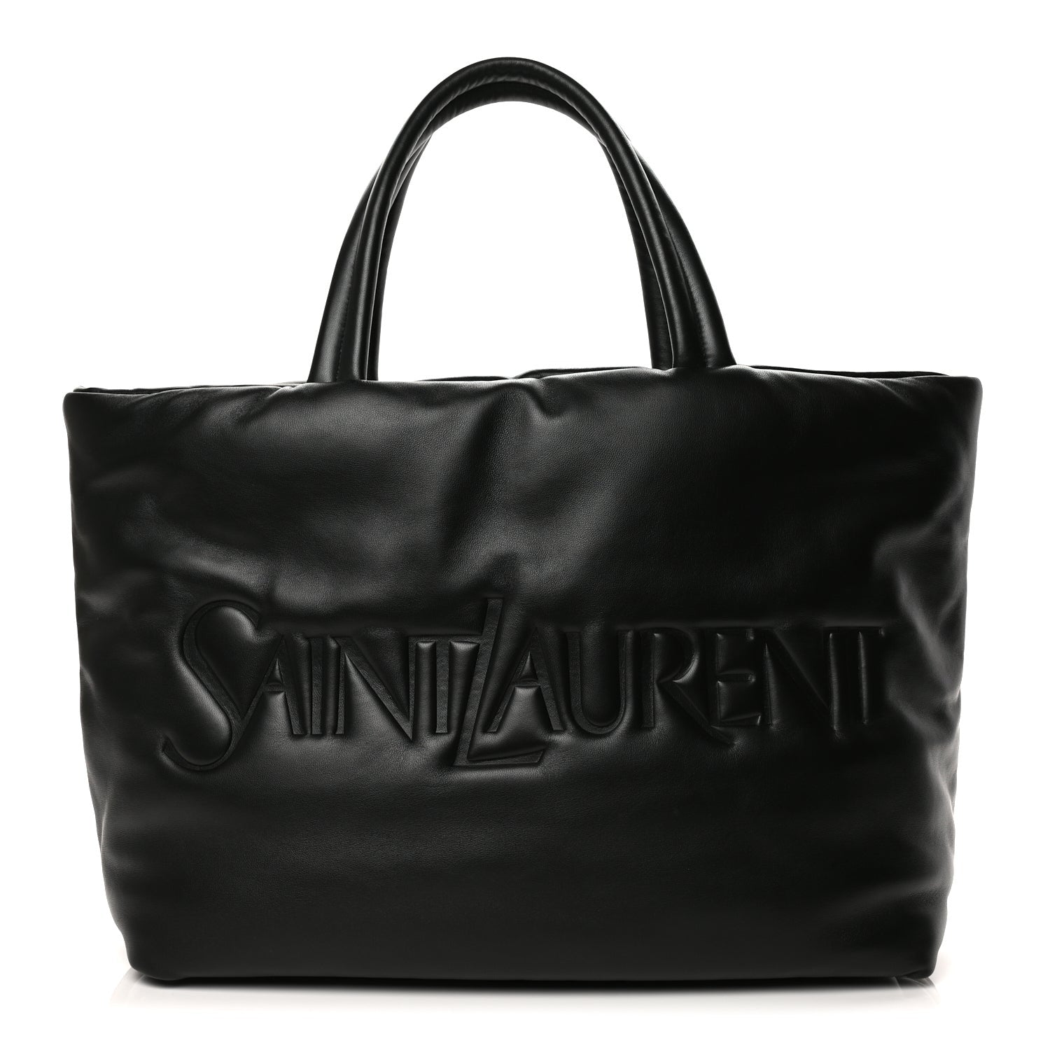 Saint Laurent Lambskin Wide Puffer Tote Black Black 1 of 8
