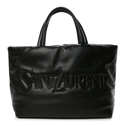 Saint Laurent Lambskin Wide Puffer Tote Black Black 1 of 8