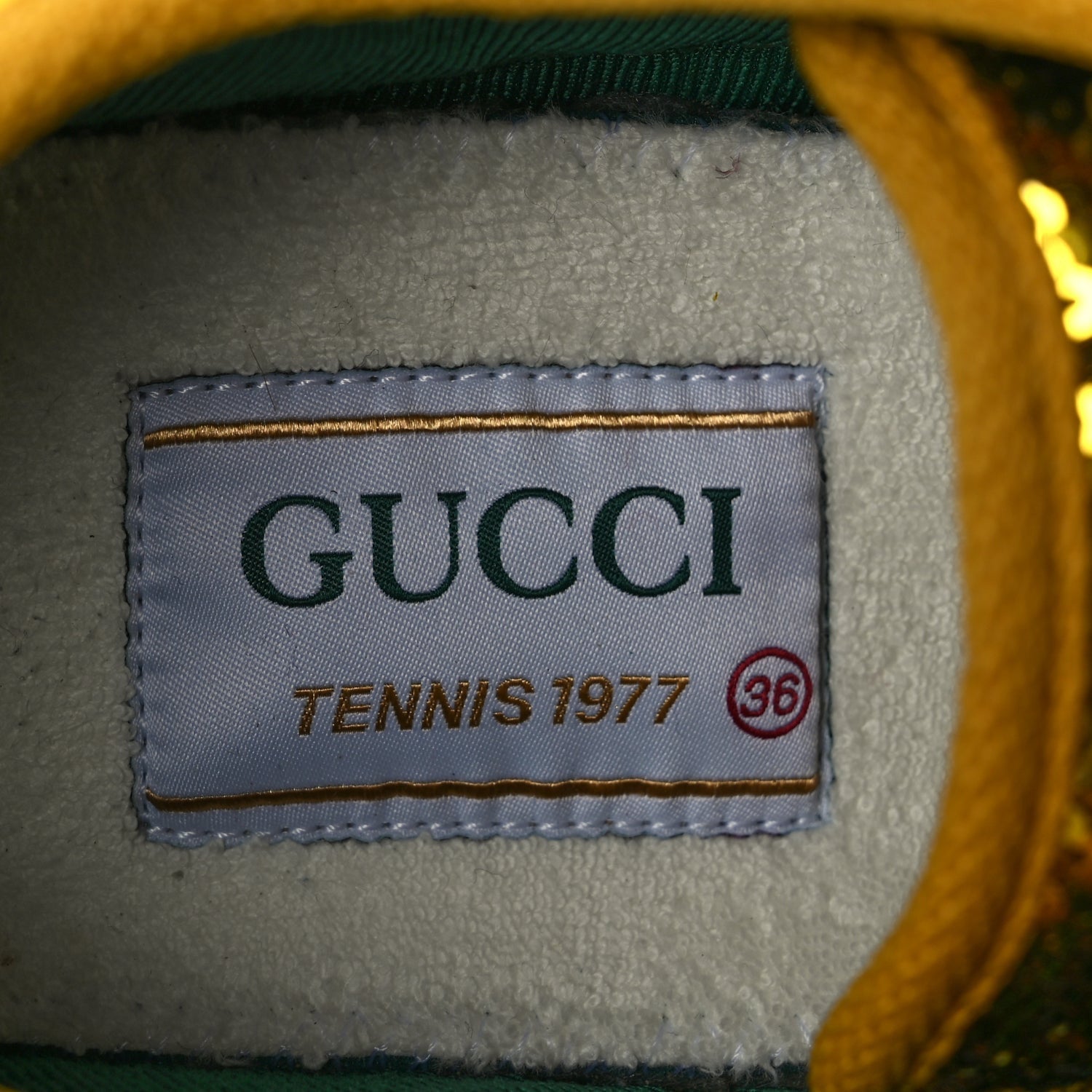 Gucci Sequin Web Matelasse Womens 1977 Tennis Sneakers 36 Gold Yellow 7 of 8