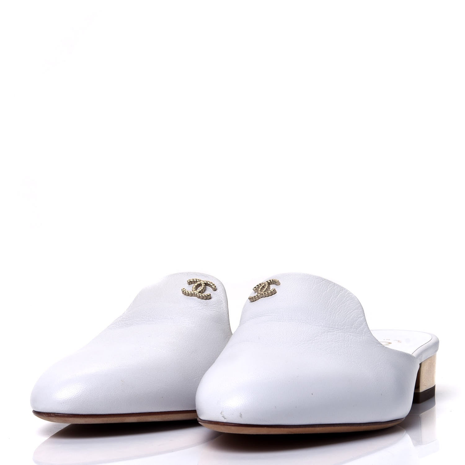 Chanel Sheepskin CC Mules 36 White 3 of 11