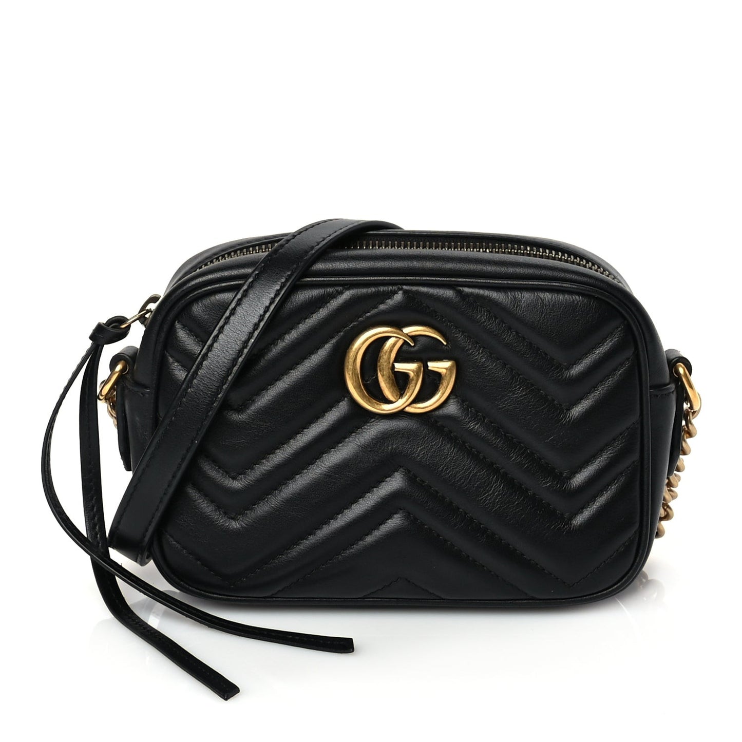 Calfskin Matelasse Mini GG Marmont Chain Shoulder Bag Black