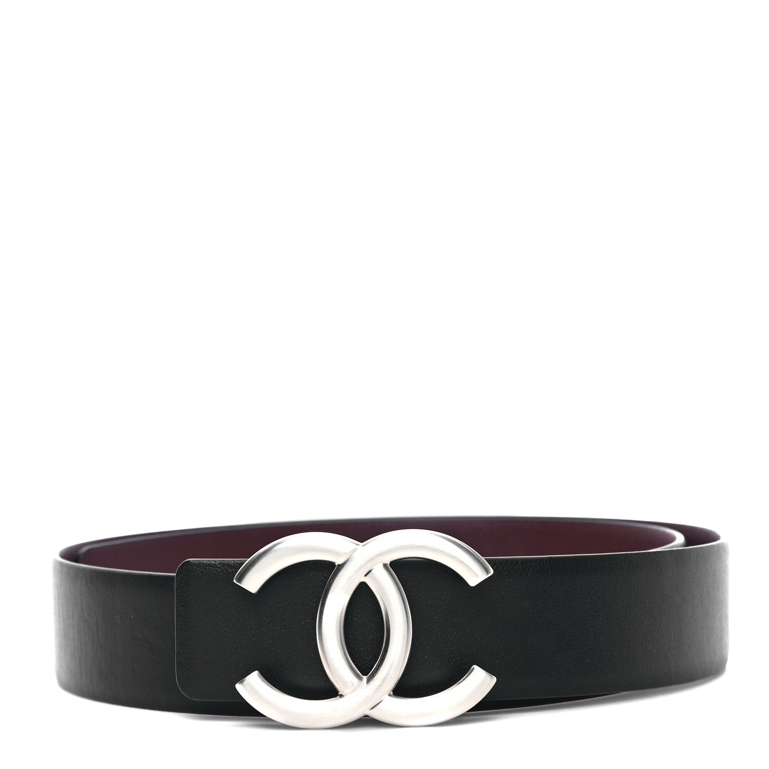 Chanel Calfskin CC Reversible Belt 70 Black Burgundy 1 of 5