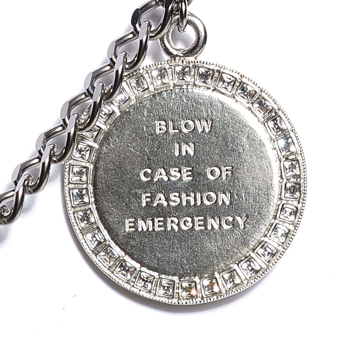 Crystal CC Whistle Pendant Necklace