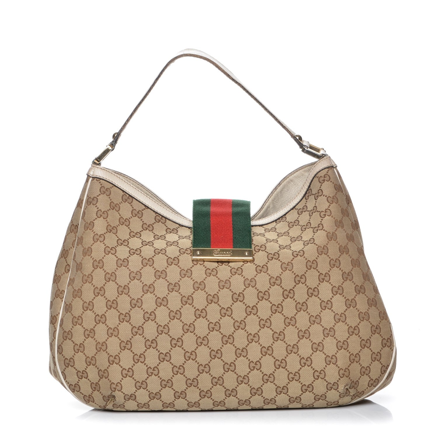 Gucci Monogram Large New Ladies Web Hobo Off White 1 of 10
