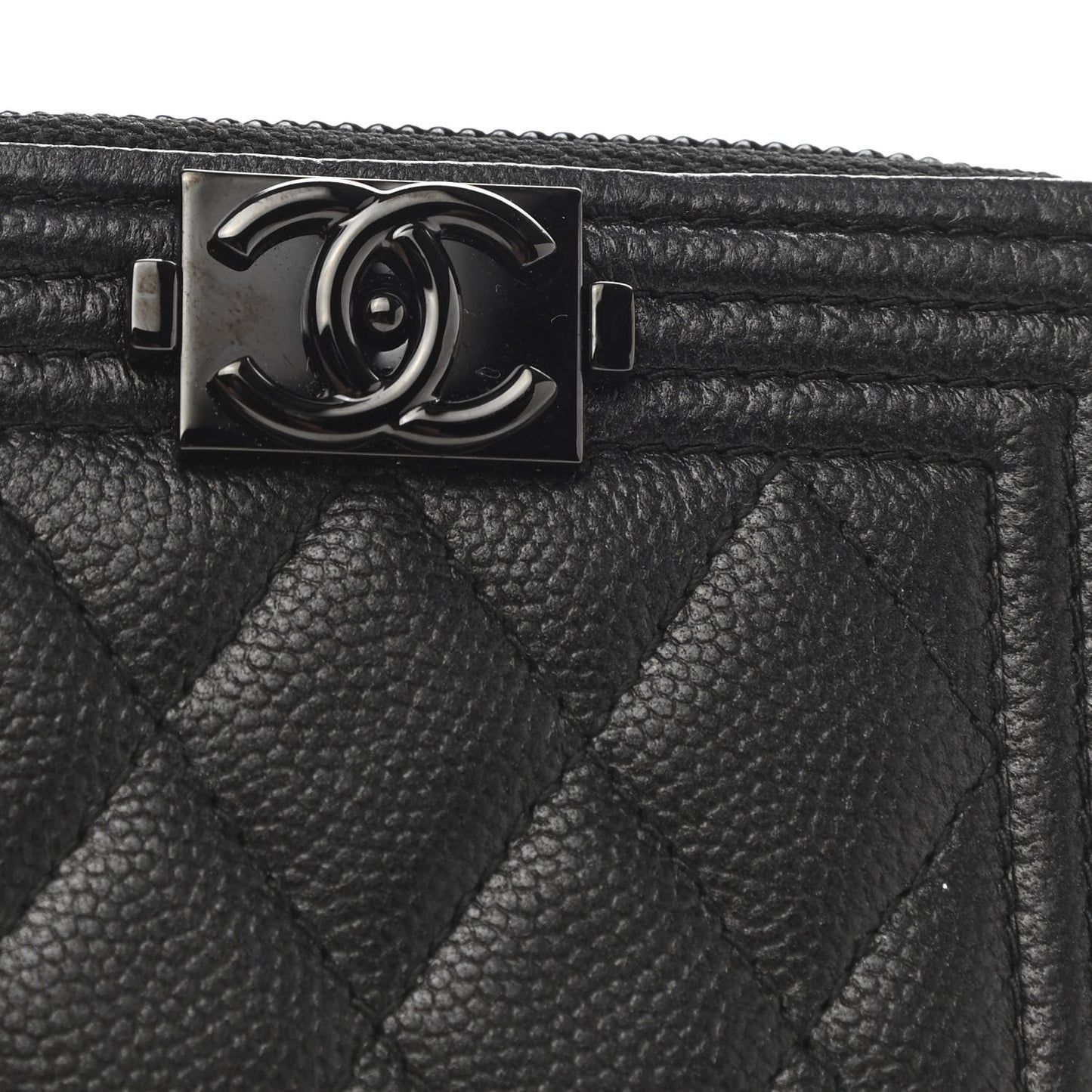 Caviar Quilted Boy Zip Around Coin Purse Wallet So Black
