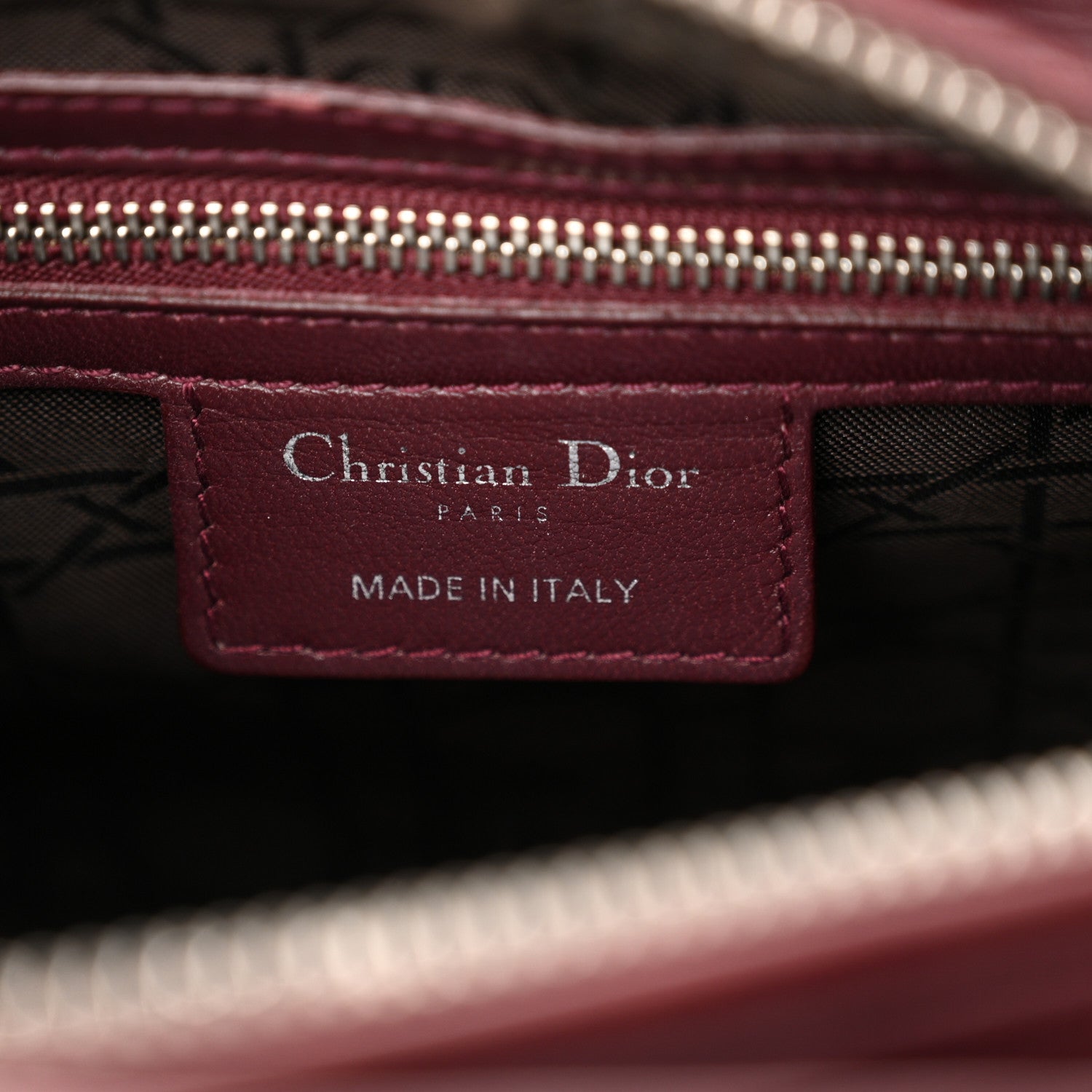 Christian Dior Lambskin Cannage Medium Lady Dior Burgundy 6 of 13