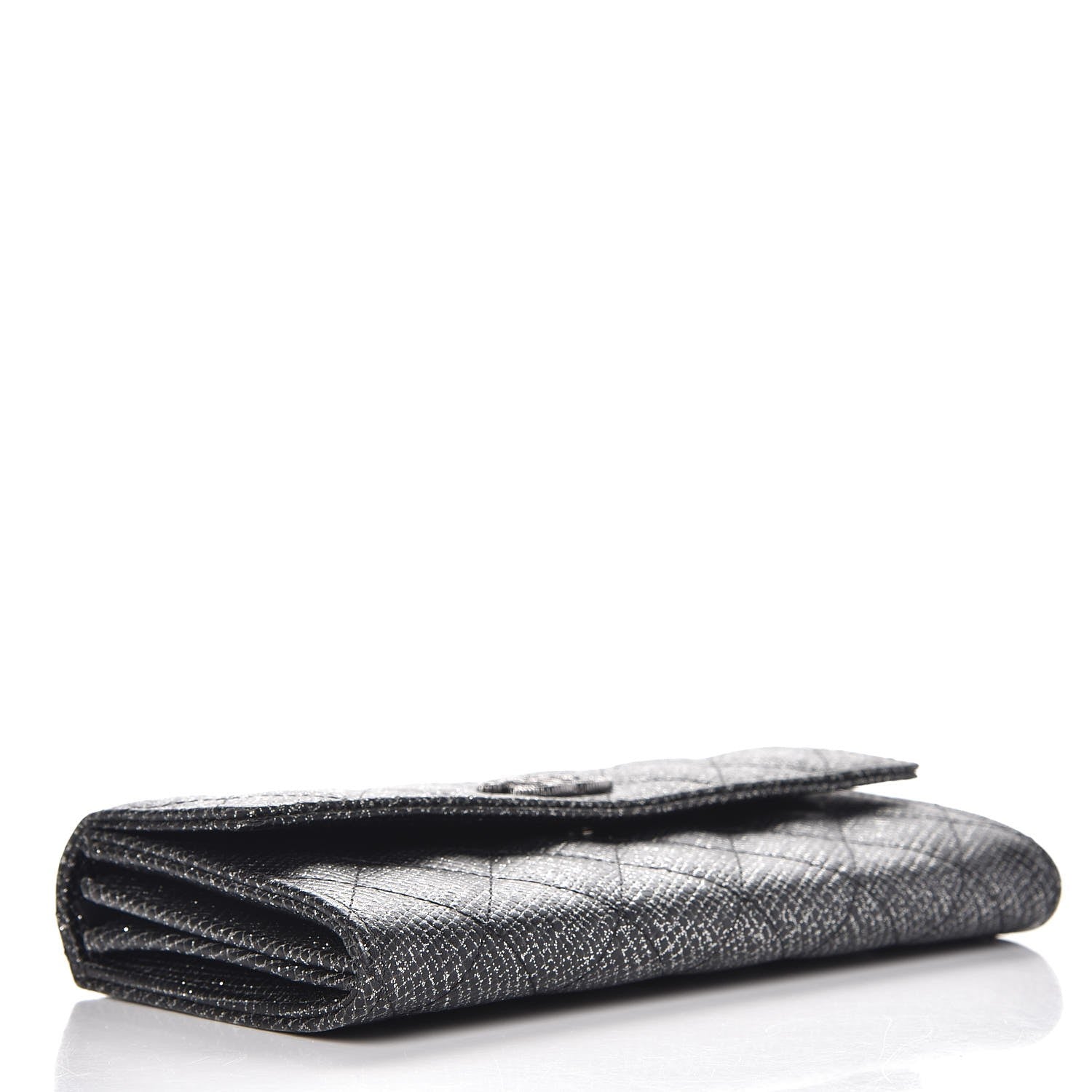 Chanel Glitter Calfskin Quilted Long Flap Wallet Black 4 of 10