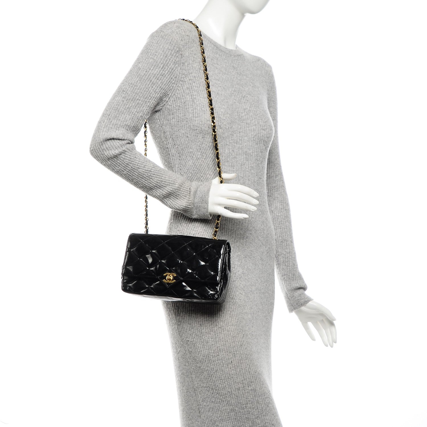 Chanel Patent Quilted Small Single Flap Black 2 of 9