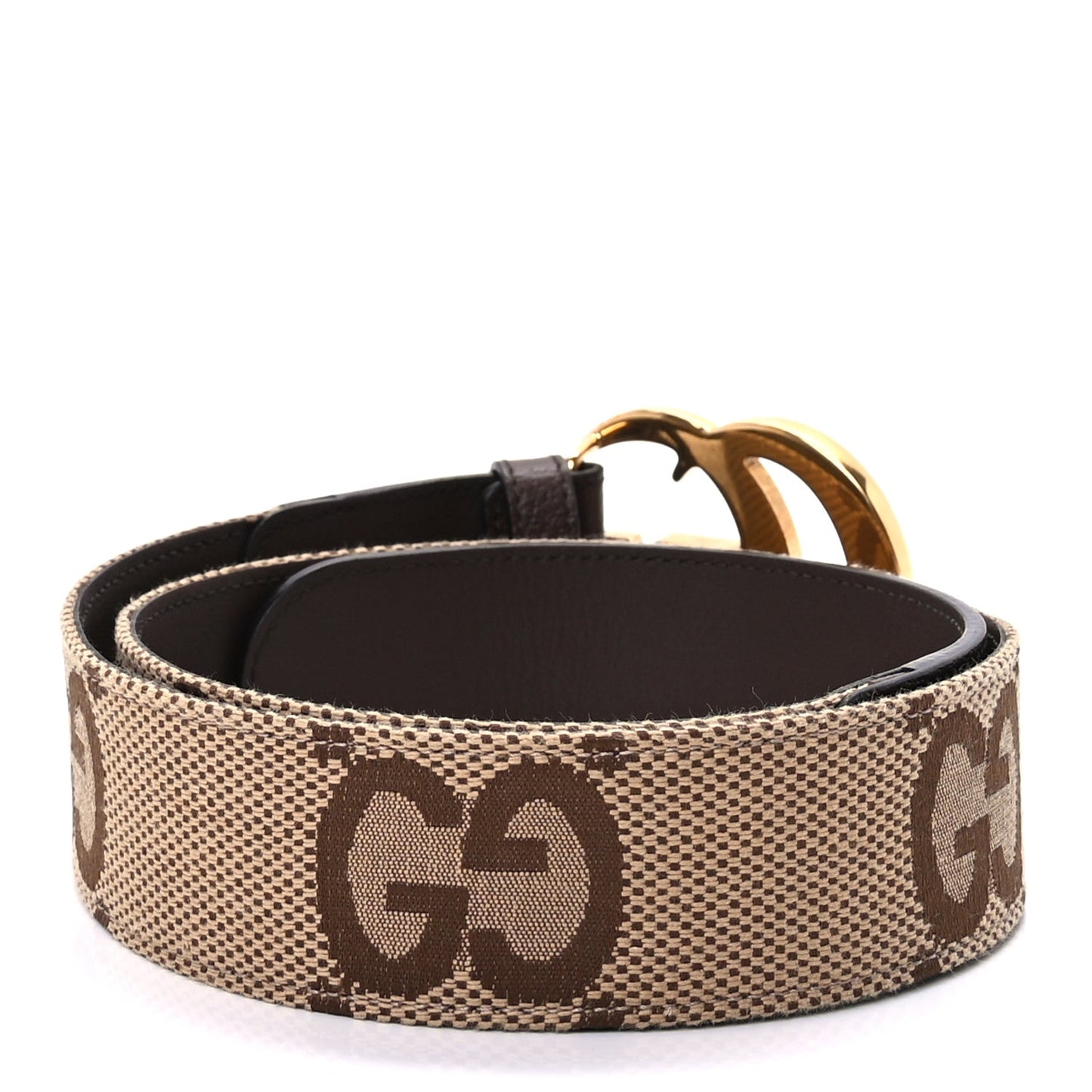 Monogram Jumbo GG Textured Dollar Calfskin Double G 40mm Belt 80 32 Camel Ebony