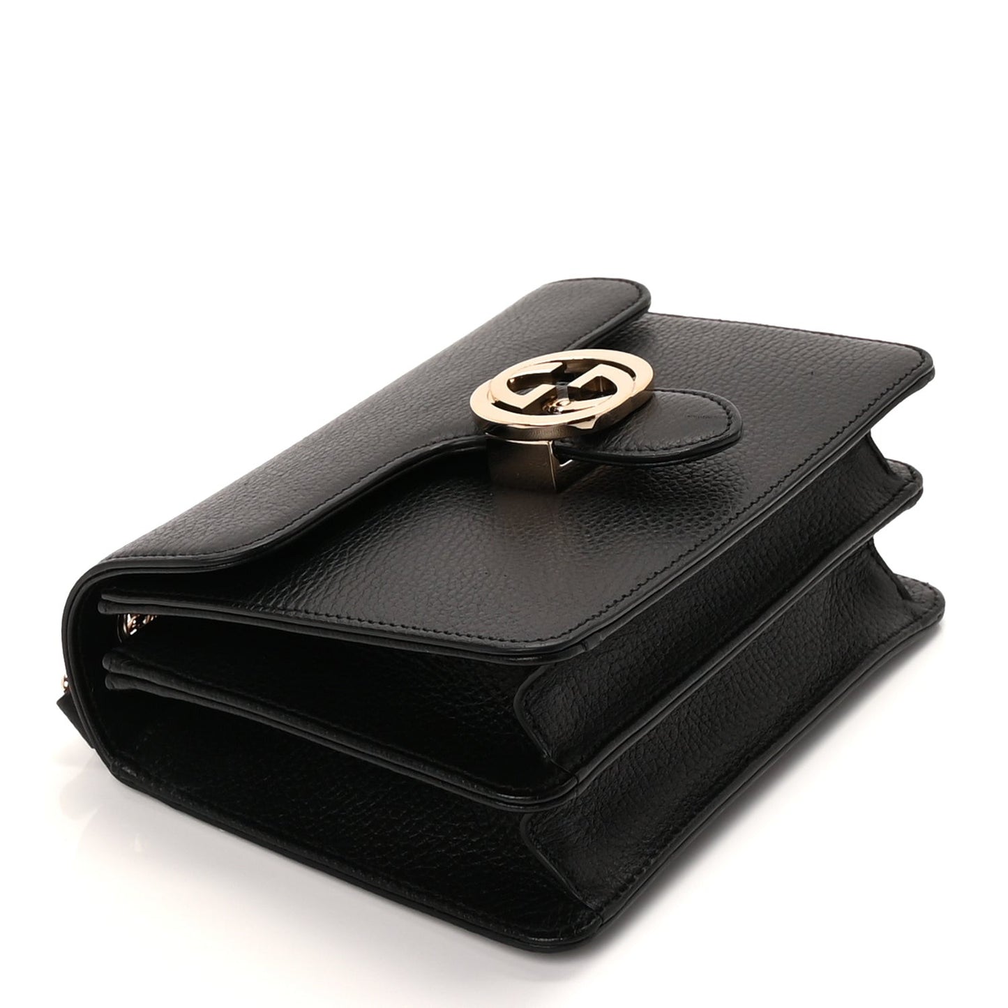 Dollar Calfskin Small Interlocking G Shoulder Bag Black