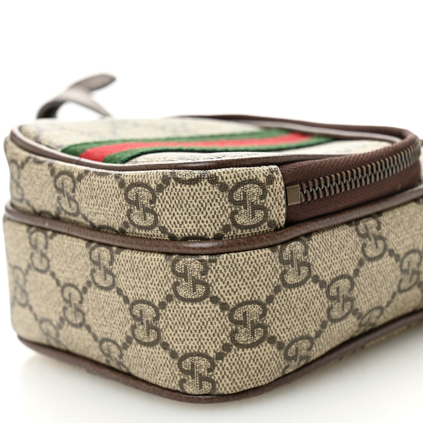 GG Supreme Monogram Web Mini Ophidia Double Zip Messenger Bag Beige New Acero