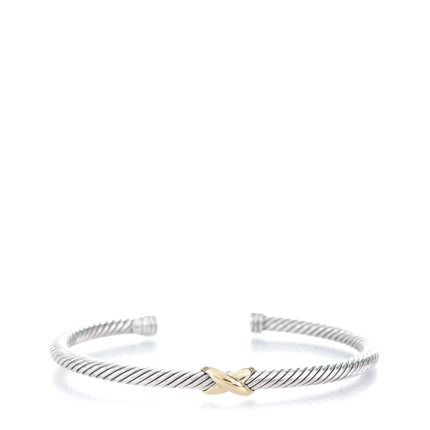 Sterling Silver 18K Yellow Gold 4mm X Station Cable Bracelet