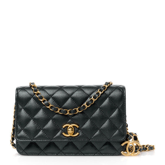 Chanel Pearly Caviar Quilted Fit For You Wallet On Chain WOC Black 1 of 1