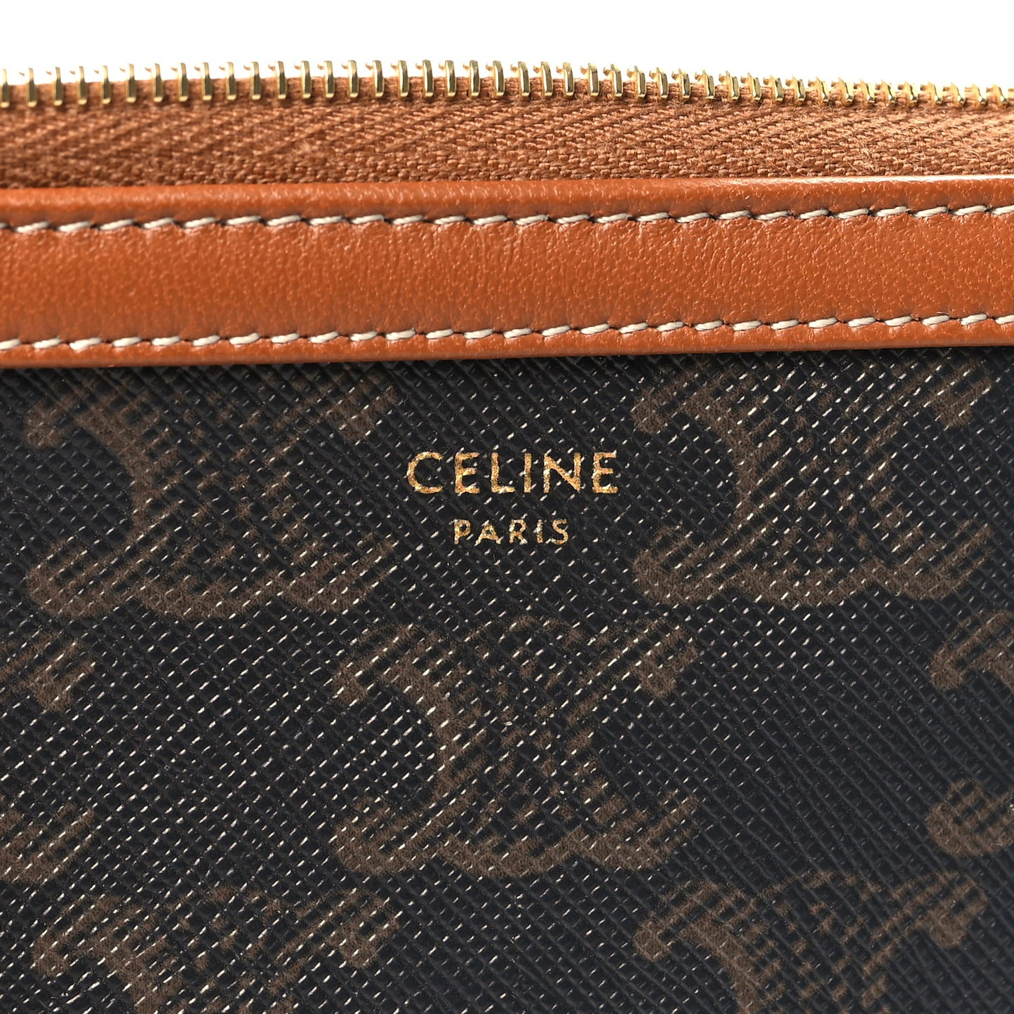 Triomphe Canvas Lambskin Clutch On Chain Tan