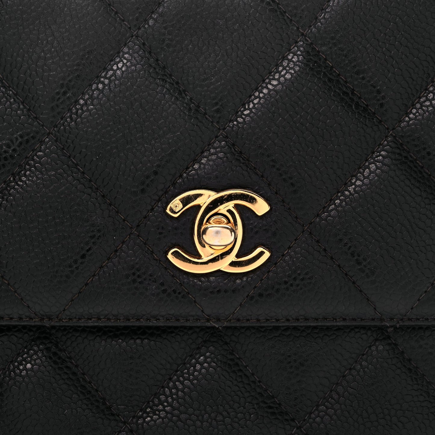 Caviar Quilted Flap Shoulder Bag Black