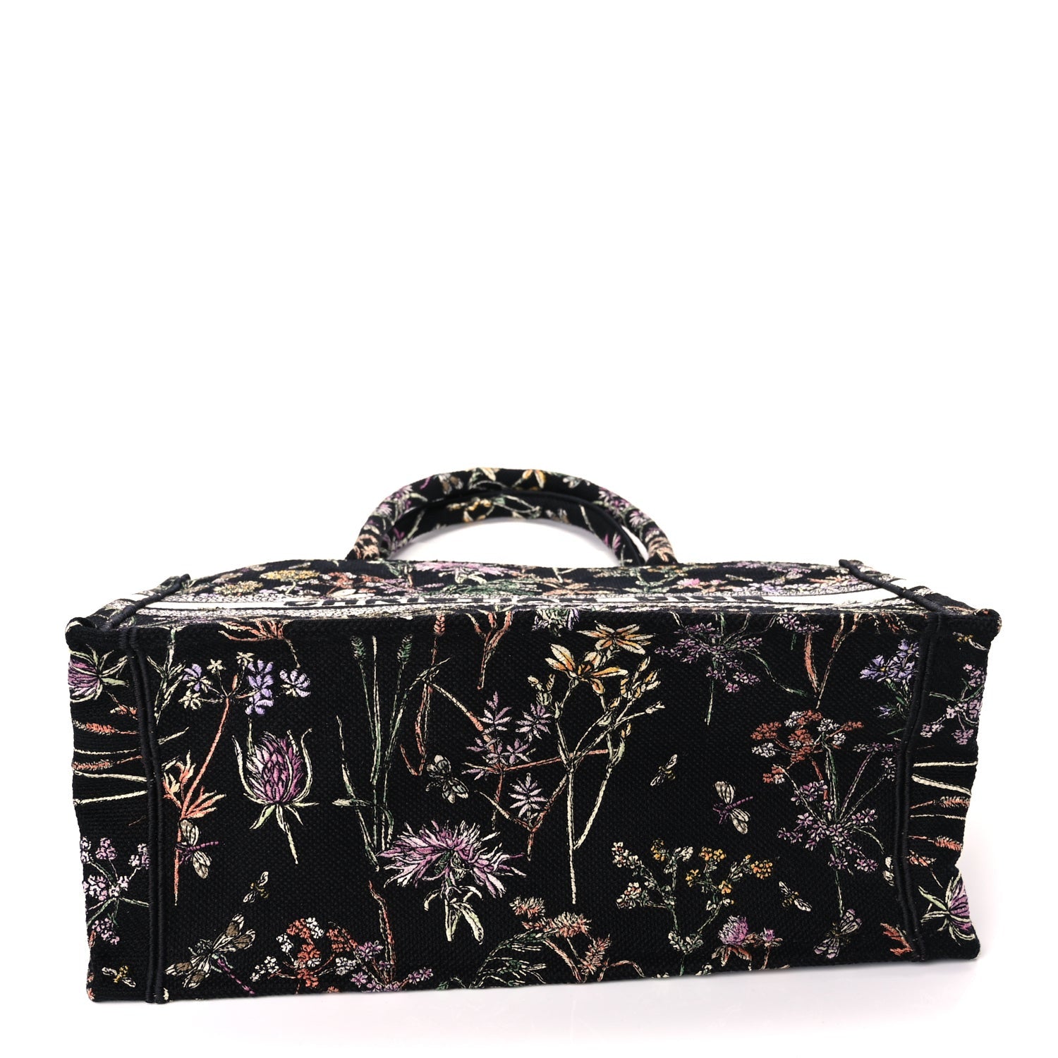 Christian Dior Canvas Embroidered Medium Herbarium Book Tote Black Multicolor 3 of 10