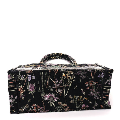 Christian Dior Canvas Embroidered Medium Herbarium Book Tote Black Multicolor 3 of 10