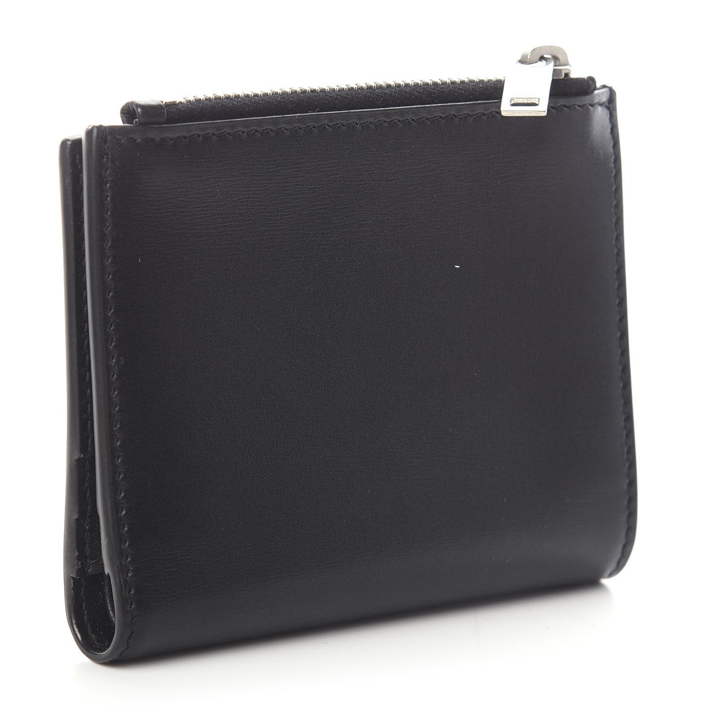 Smooth Calfskin Monogram Zipped Card Case Black