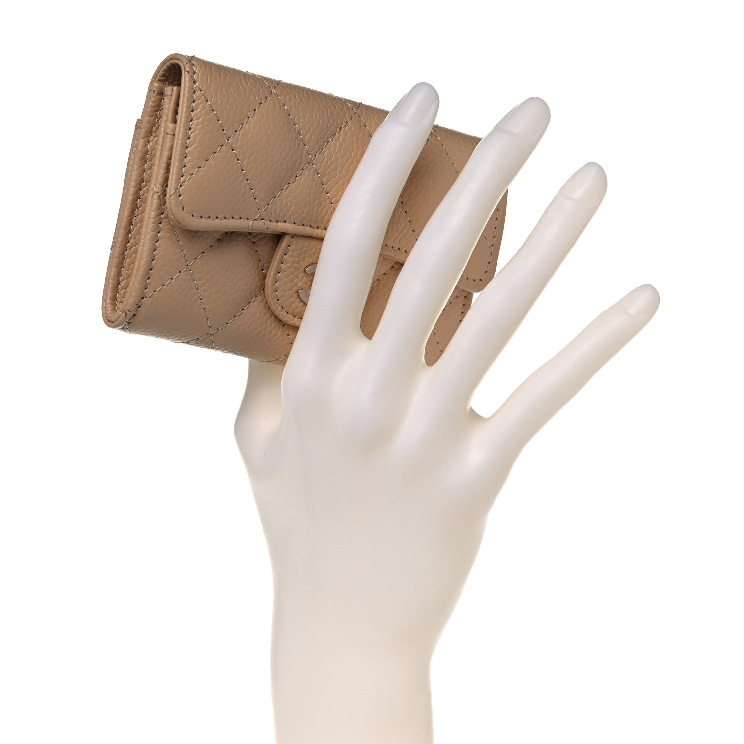 Chanel Caviar Quilted Flap Card Holder Wallet Beige 2 of 9