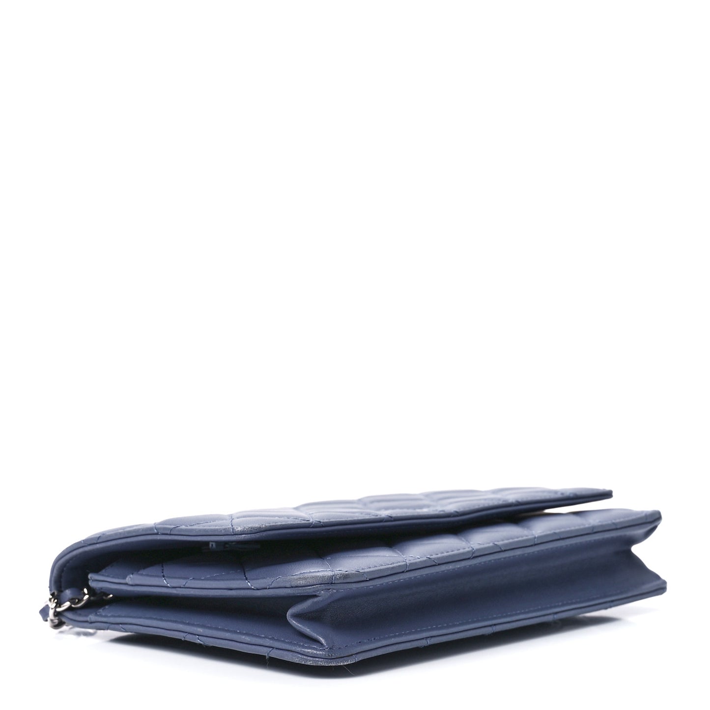 Lambskin Quilted Wallet On Chain WOC Blue