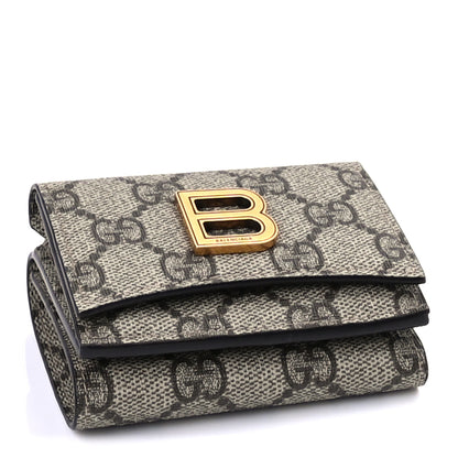 Gucci X BALENCIAGA GG Supreme Monogram Card Case Wallet Beige Ebony 4 of 8
