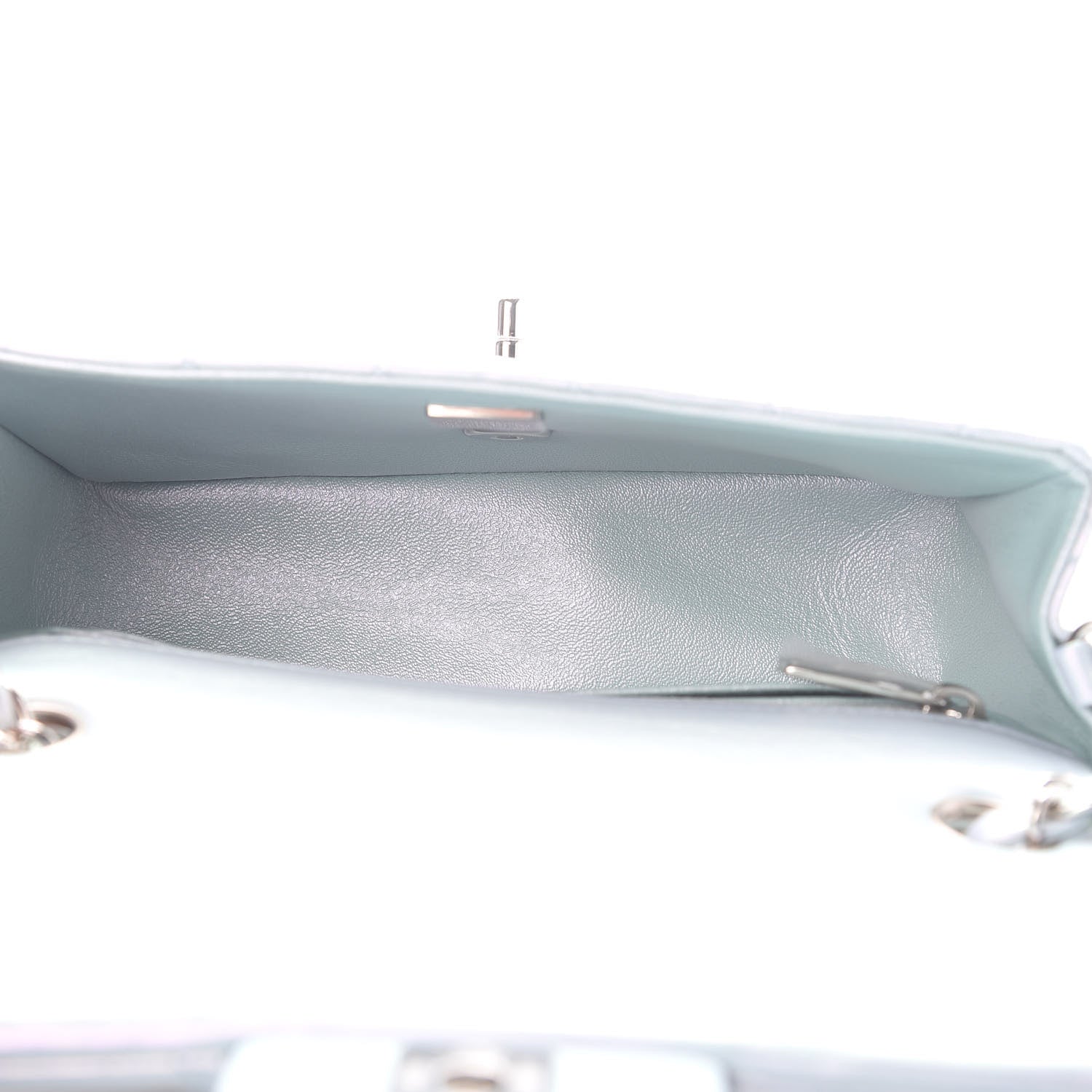 Chanel Iridescent Calfskin Quilted Mini Rectangular Flap Light Blue 5 of 9