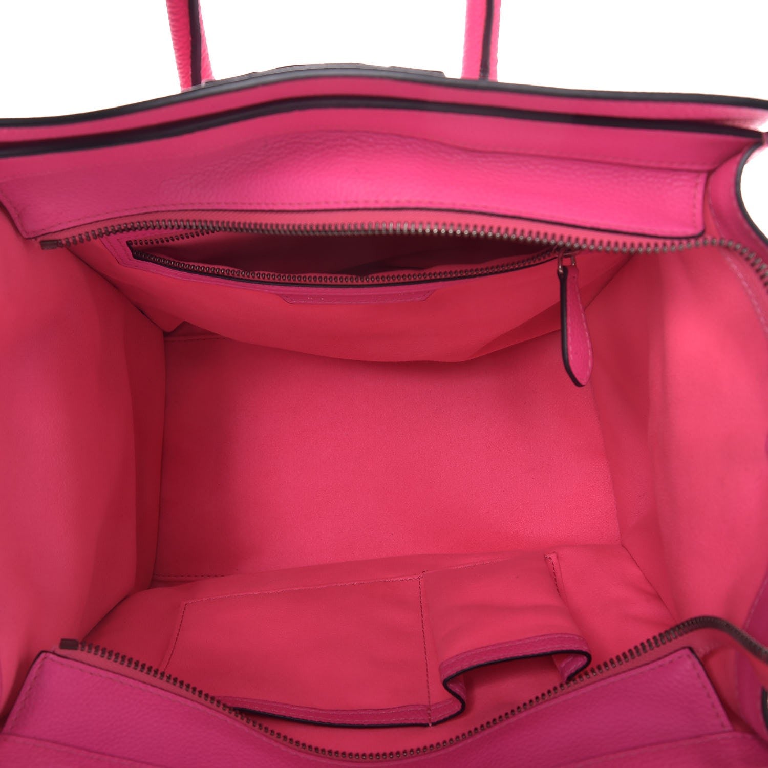 Celine Drummed Calfskin Mini Luggage Fluo Pink 5 of 13