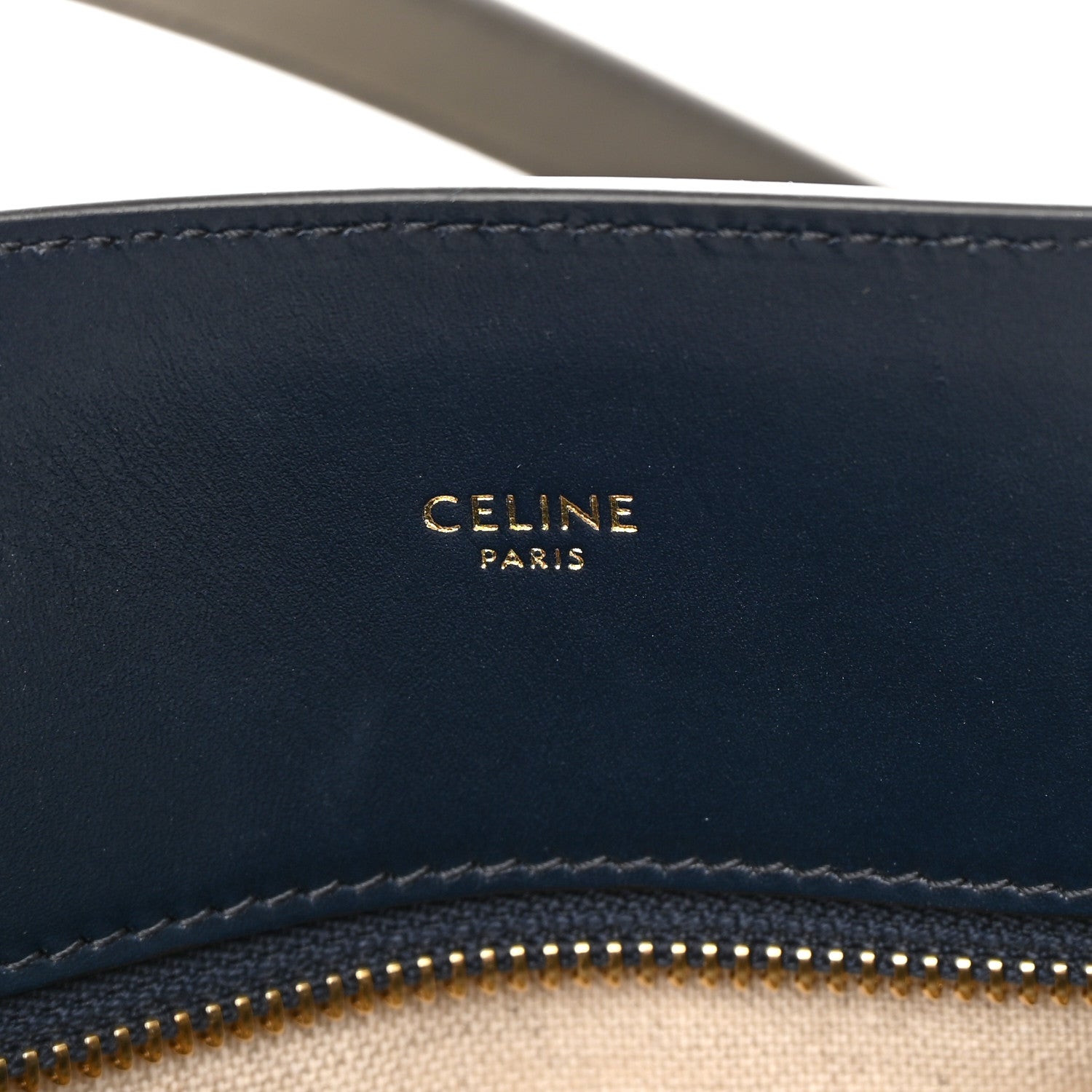 Celine Canvas Calfskin Small Vertical Cabas Vanilla Navy 6 of 11