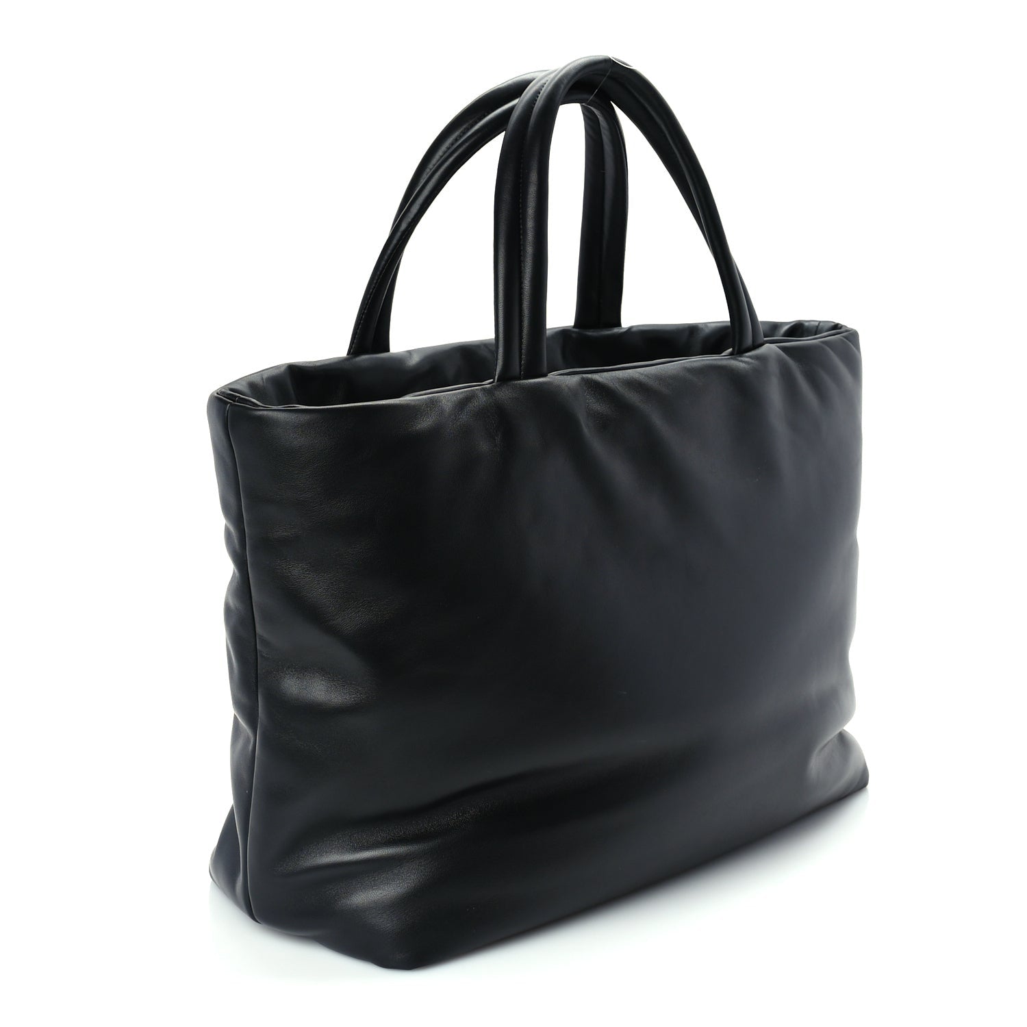 Saint Laurent Lambskin Wide Puffer Tote  Black 2 of 8