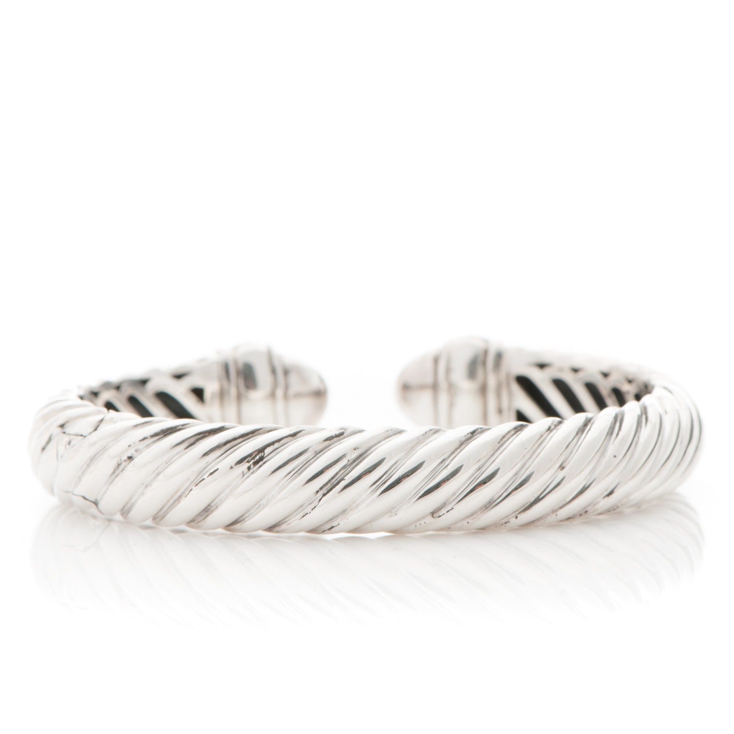 David Yurman Sterling Silver Diamond 10mm Sculpted Cable Bracelet 4 of 4