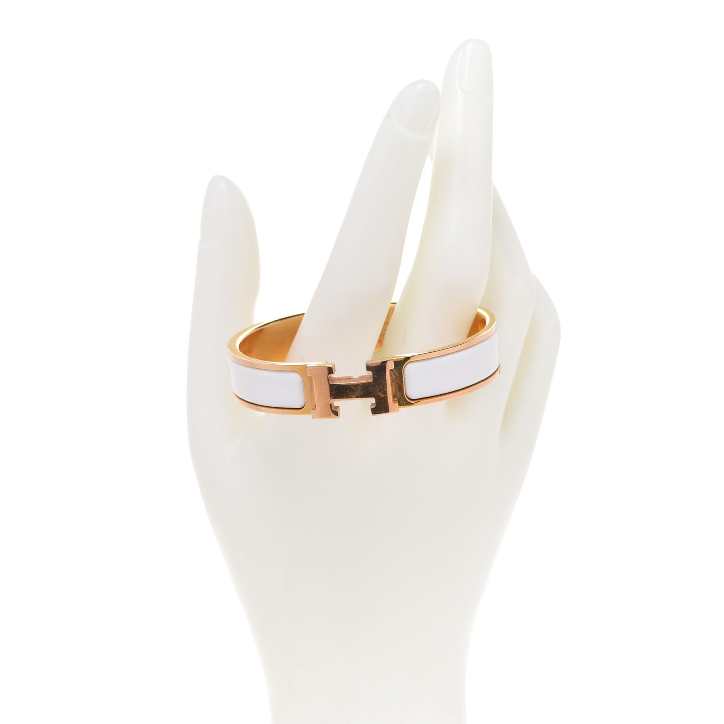 Enamel Narrow Clic Clac H Bracelet PM White