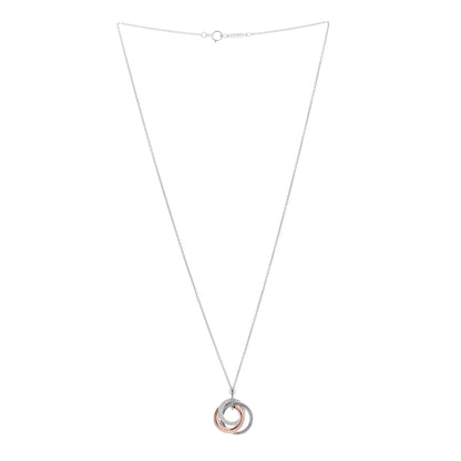 Tiffany 18K White Rose Gold Diamond 1837 Triple Interlocking Circles Pendant Necklace 3 of 6